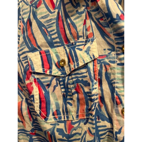 Lilly Pulitzer Sails Print Button-Down Shirt S Bright Multi-Color Long Sleeve Li - Picture 2 of 7